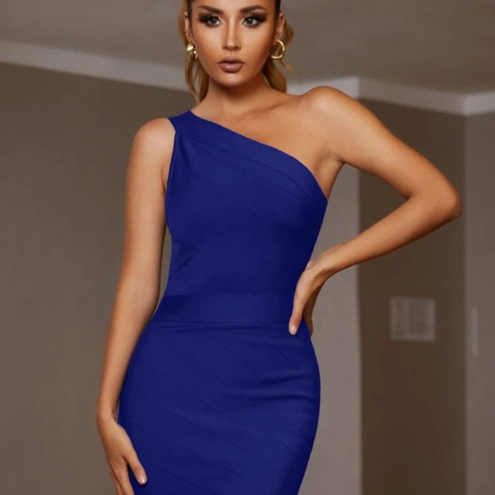 Little blue cocktail bandage dress women’s small